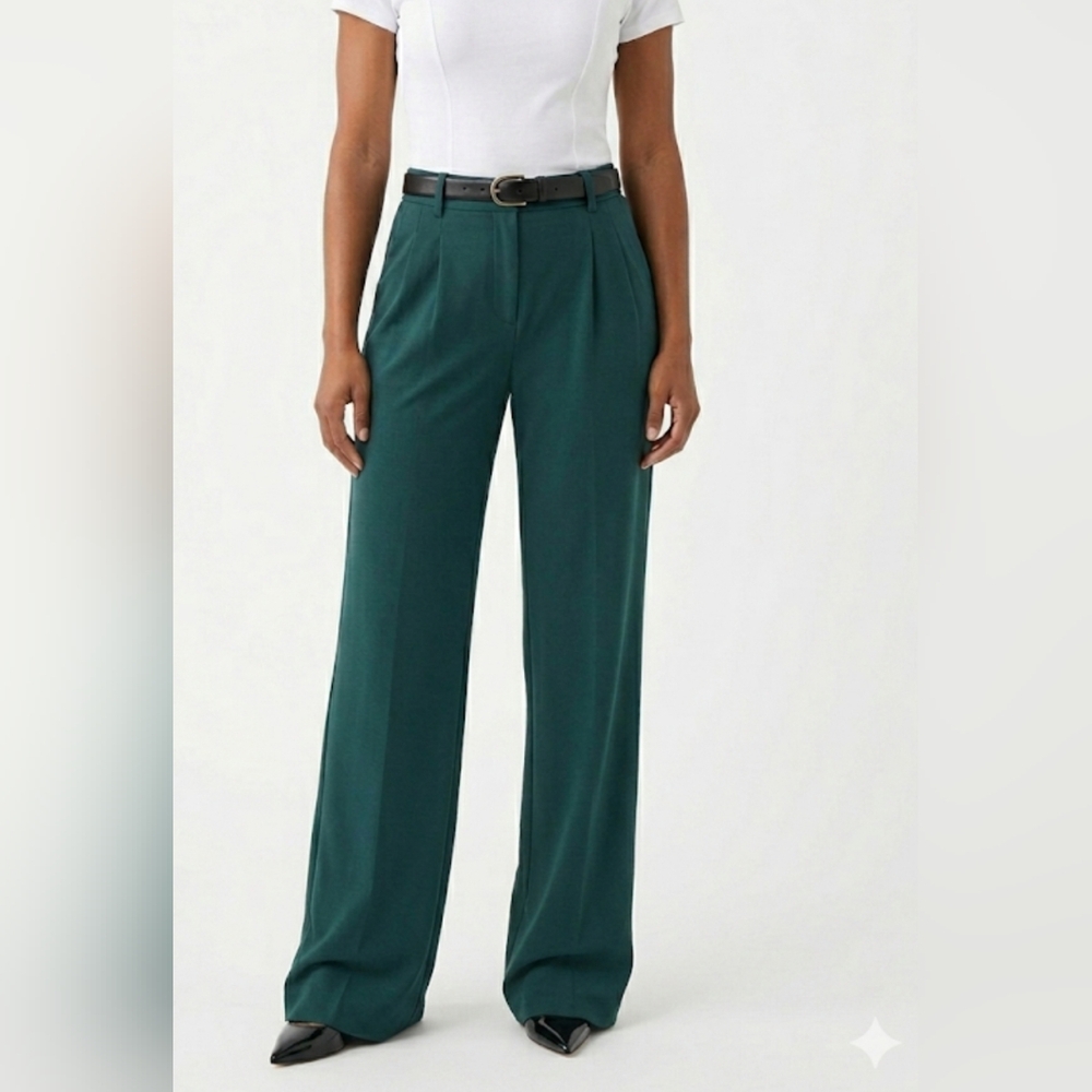 HALARA Wide Leg Pants in Deep Teal Green